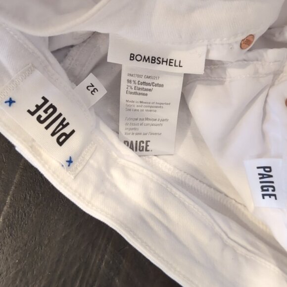 PAIGE Flaunt Bombshell Ankle Skinny Jeans Blanchette White Denim Curvy Fit - Picture 16 of 17